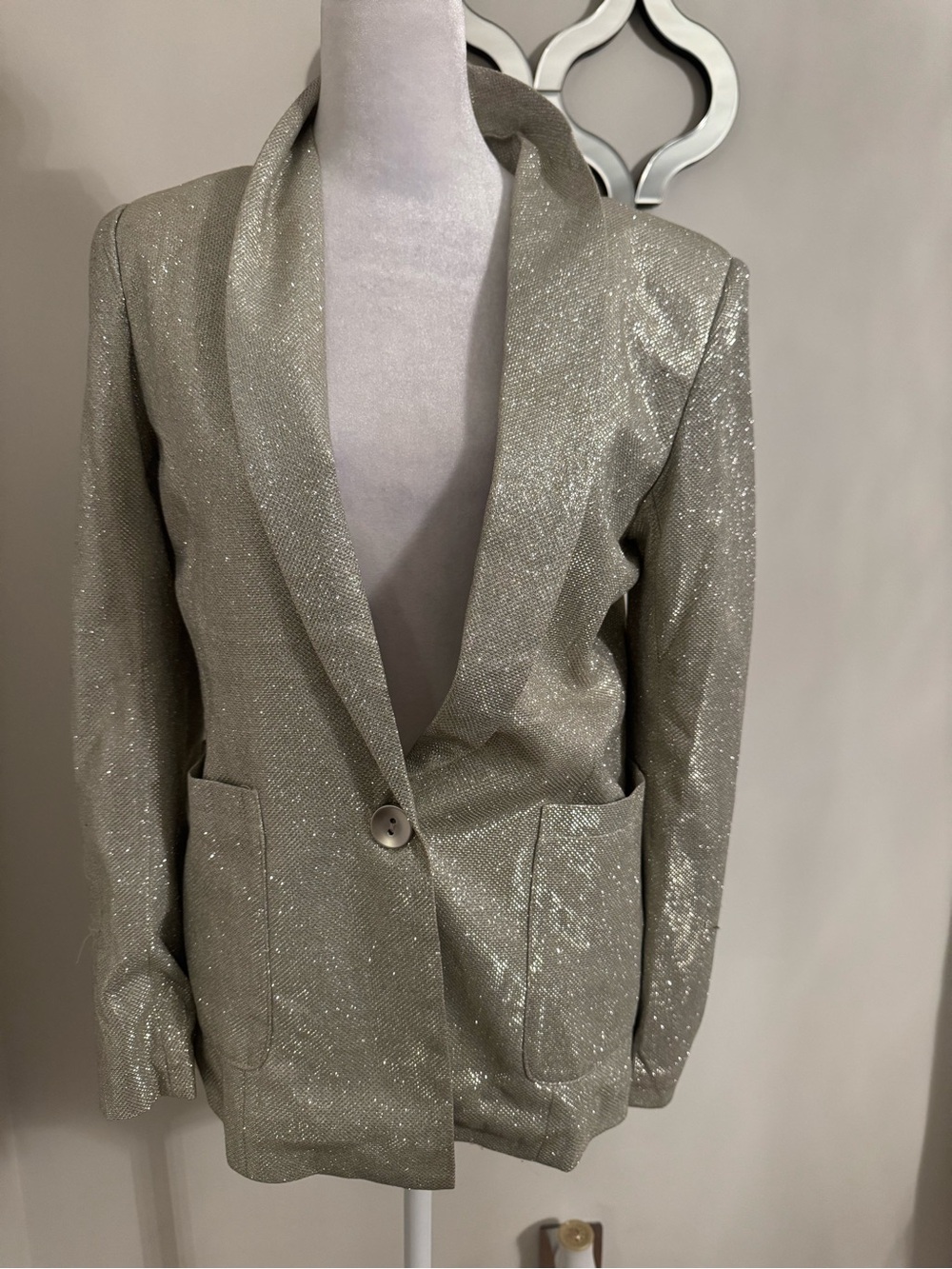 AKIRA Silver Metallic Blazer Jacket